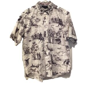 Tommy Hilfiger Patriotic USA White Blue Button Down - Large